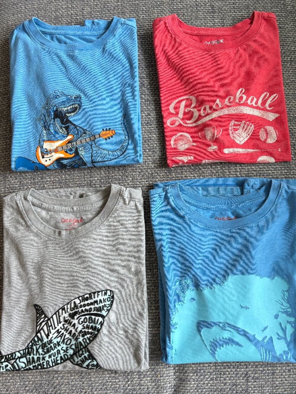 Cat & Jack Bundle Set of 4 SS Play T-Shirts | Sz L (12/14)